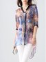 Pink Printed Abstract Casual Linen Tunic